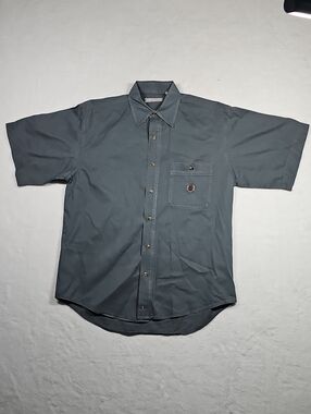 Bugle Boy Men's Short-Sleeve Button-Down Shirt in Slate Gray